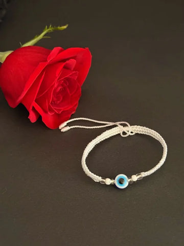 WHITE Rope Evil Eye Bracelet
