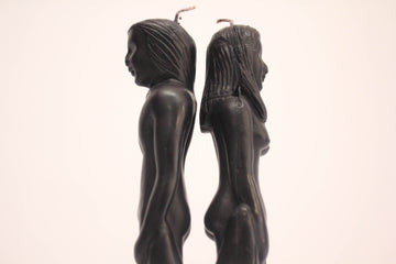 Black Man and Woman Facing Away From Each Other Candle